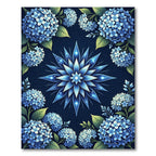 Cerulean Blue Hydrangea Floral Burst Rug