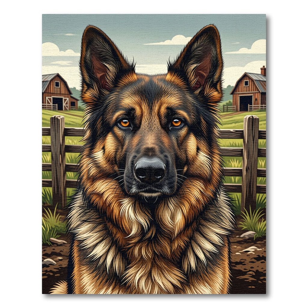 Majestic German Shepherd Farm Portrait Rug