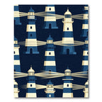 Modern Nautical Navy Lighthouse Stripe Rug