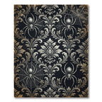 Gothic Black Silver Damask Spider Web Rug