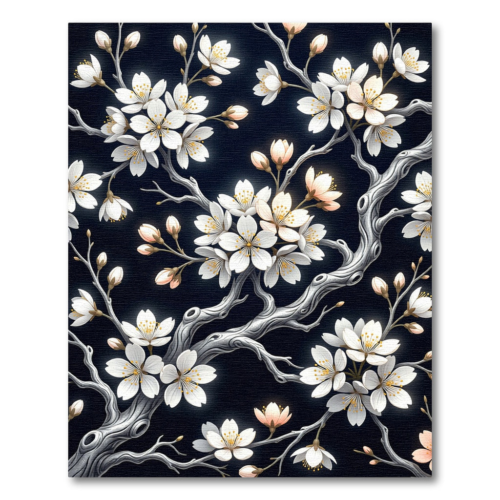 Elegant White Cherry Blossom Branch Rug