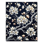 Elegant White Cherry Blossom Branch Rug