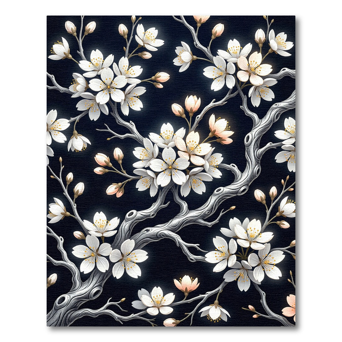 Elegant White Cherry Blossom Branch Rug