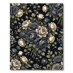 Moody Navy Cream Floral Botanical Bouquet Rug