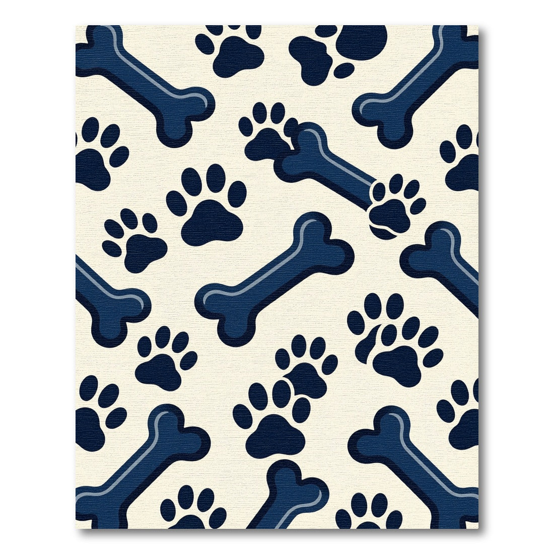 Navy Bone and Paw Minimalist Rug