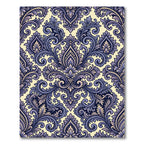 Lavish Blue Floral Damask Background Rug