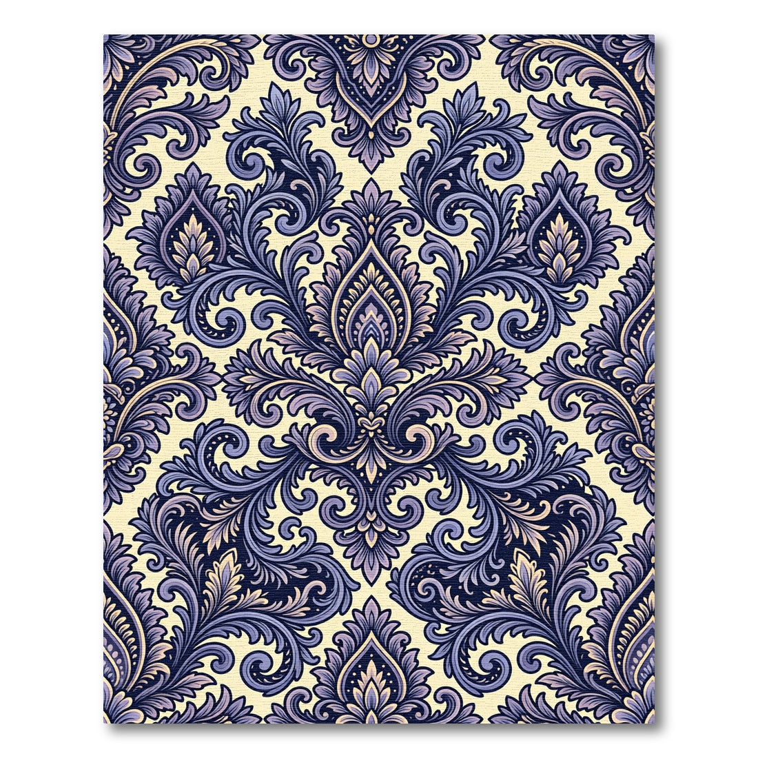 Lavish Blue Floral Damask Background Rug