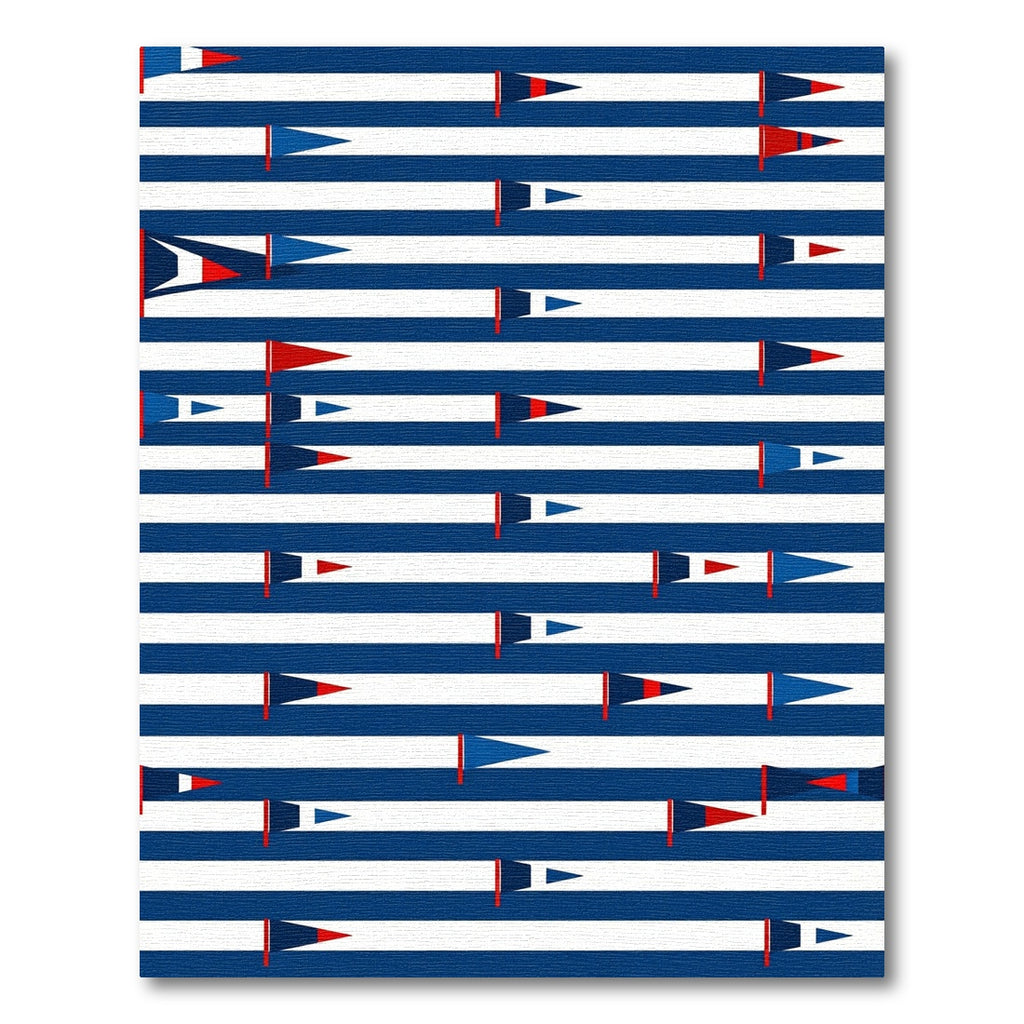 Nautical Red Blue White Stripe Flag Rug
