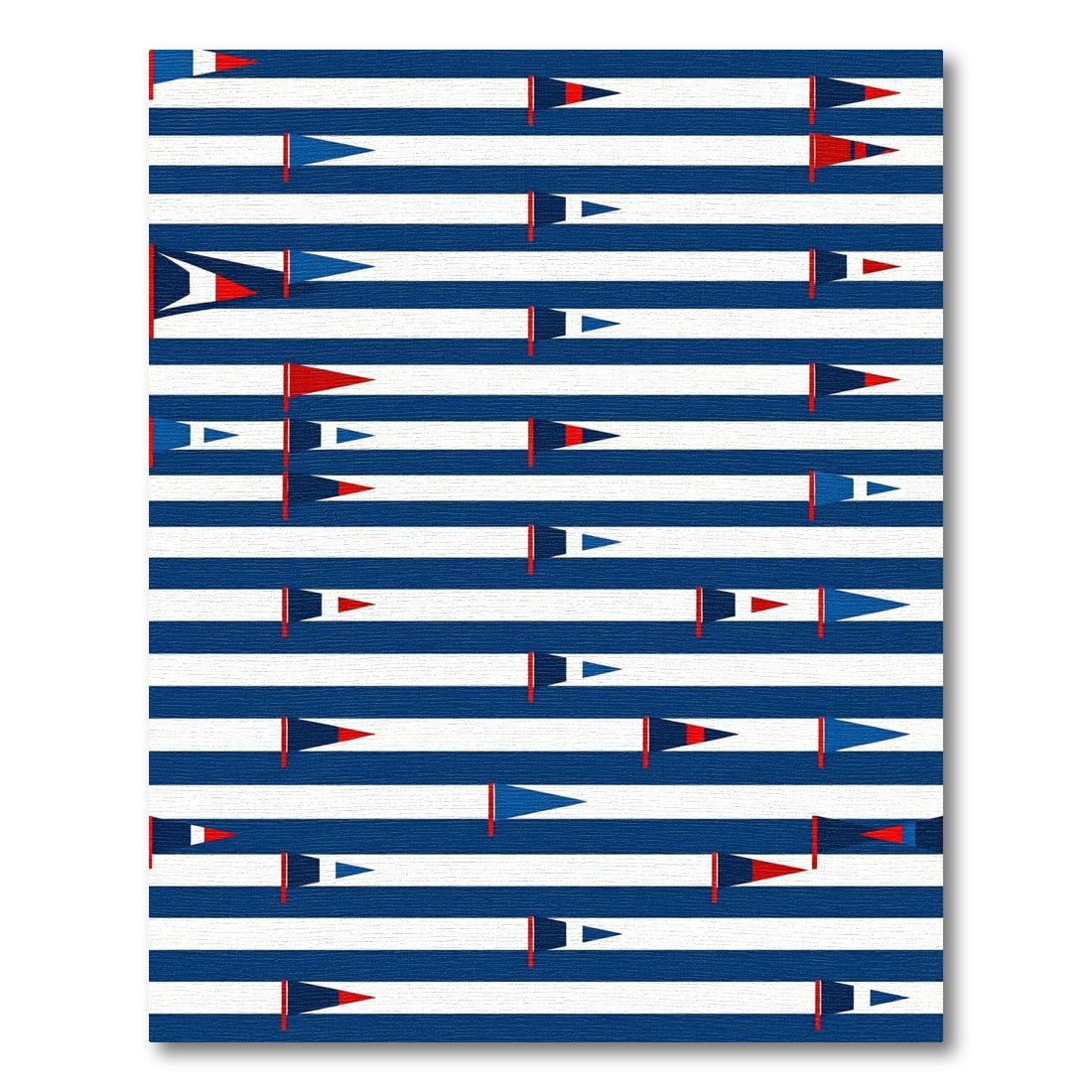 Nautical Red Blue White Stripe Flag Rug