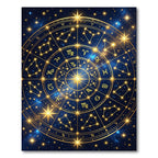 Celestial Golden Zodiac Constellation Map Rug