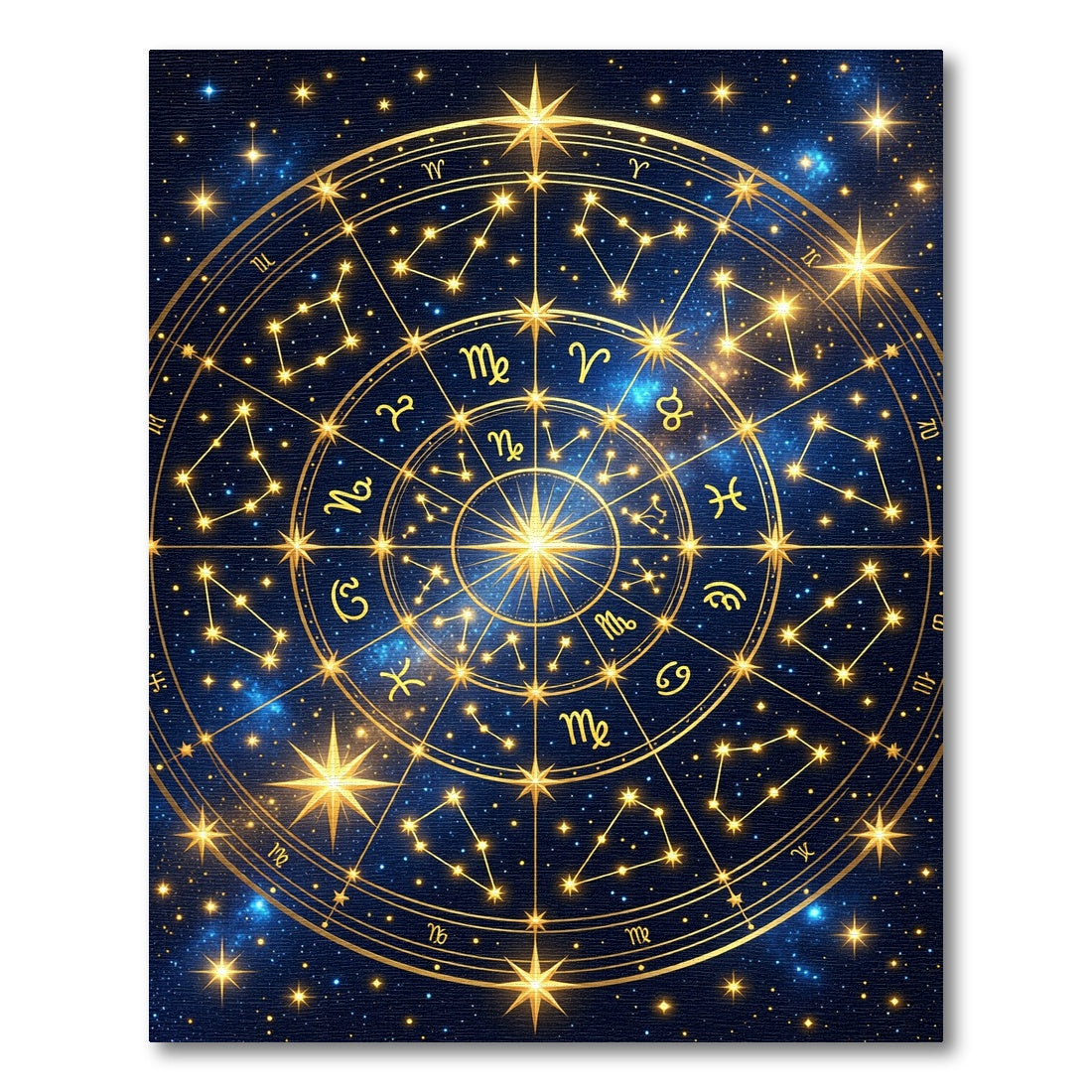 Celestial Golden Zodiac Constellation Map Rug