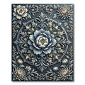 Ornate Blue Floral Scrollwork Rug