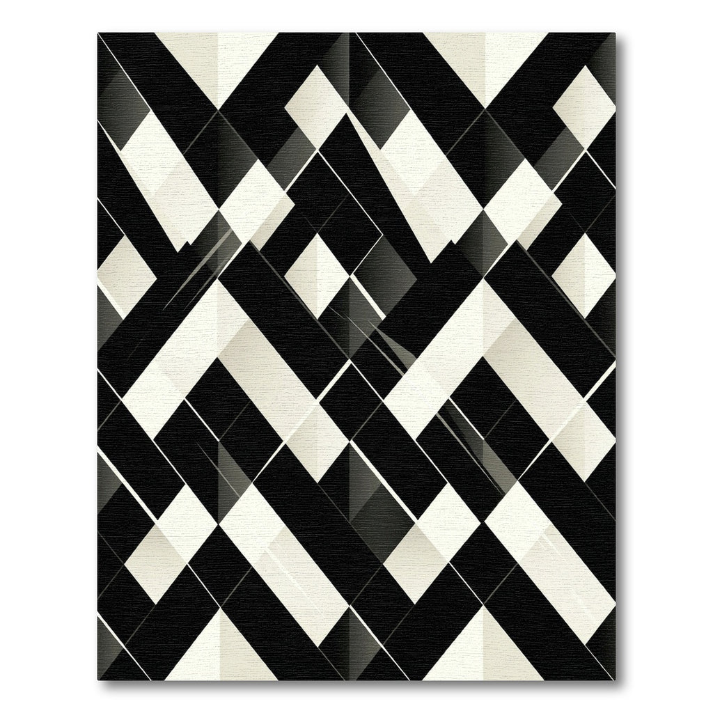 Black White Geometric Intersecting Angles Rug