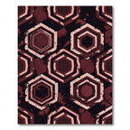 Distressed Crimson Geometric Hexagon Rug