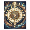 Celestial Golden Moon Sun Mandala Rug