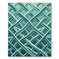 Interlocking Teal Curved Geometric Grid Rug