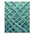 Interlocking Teal Curved Geometric Grid Rug