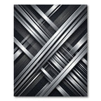 Abstract Silver Metallic Linear Geometric Rug