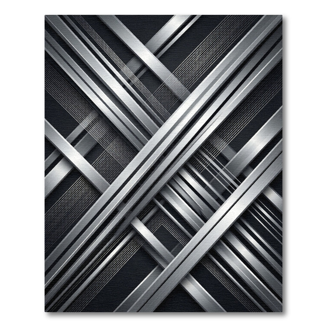 Abstract Silver Metallic Linear Geometric Rug