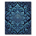 Ornate Blue Floral Scroll Rug