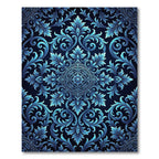 Ornate Blue Floral Scroll Rug