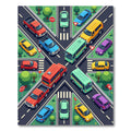 Isometric Traffic Grid Urban Scene Rug