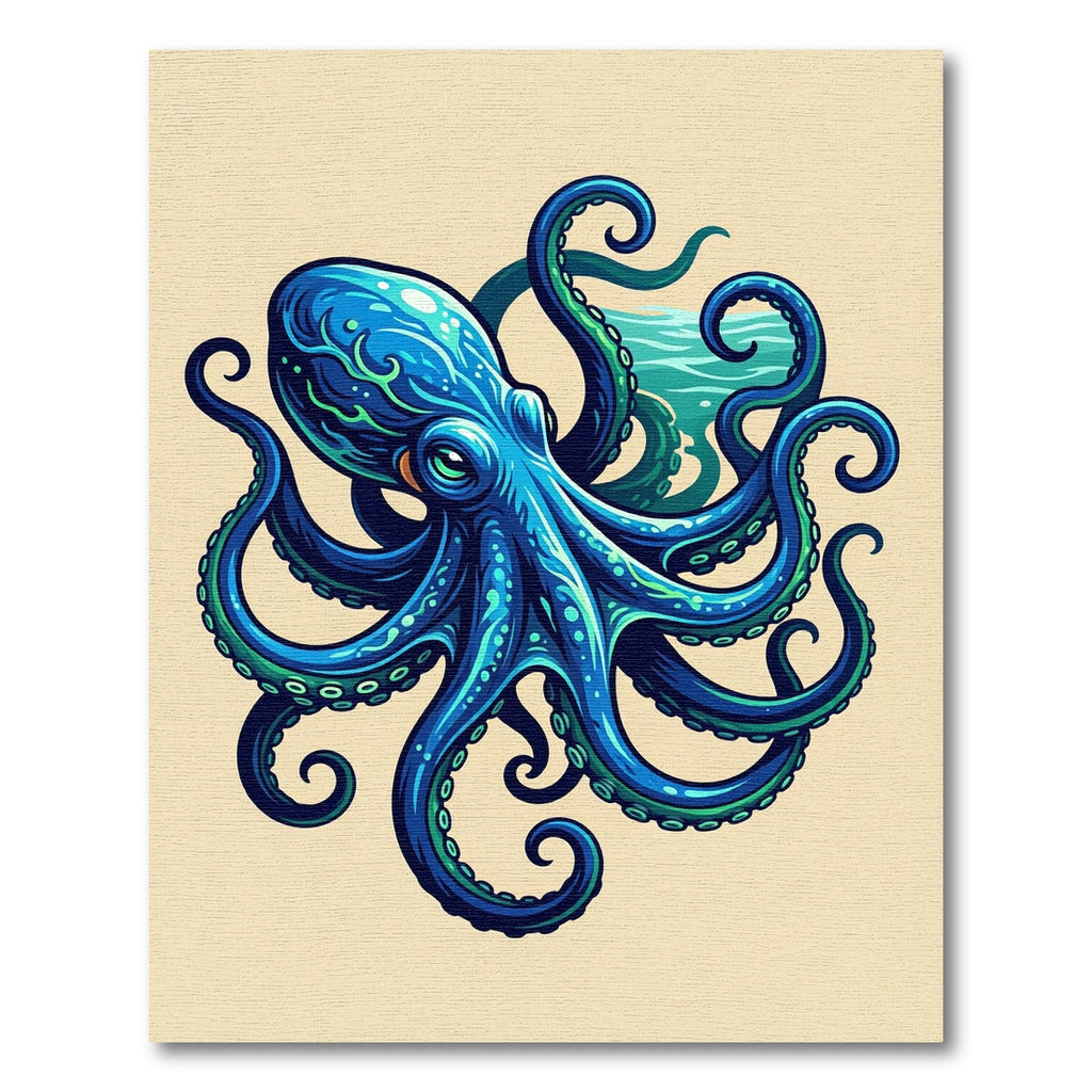 Vibrant Blue Octopus Marine Creature Rug