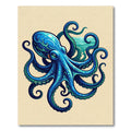 Vibrant Blue Octopus Marine Creature Rug