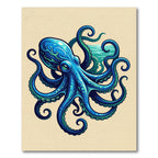 Vibrant Blue Octopus Marine Creature Rug