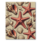 Coastal Starfish and Seashell Illustration Rug