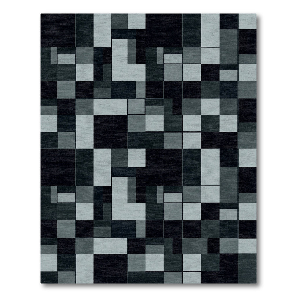 Monochromatic Gray Geometric Block Square Rug
