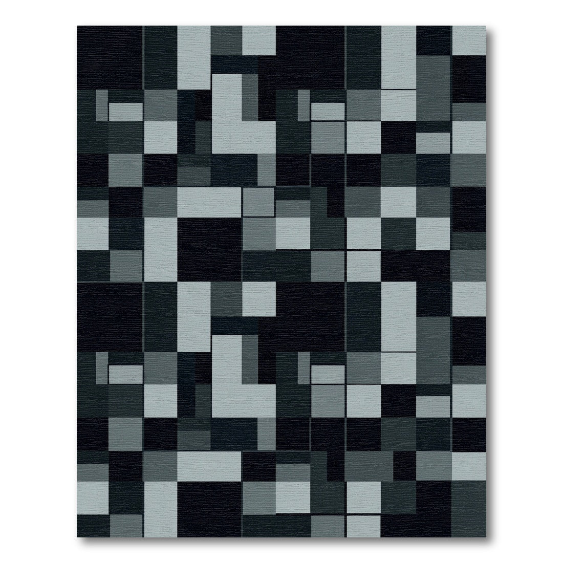 Monochromatic Gray Geometric Block Square Rug