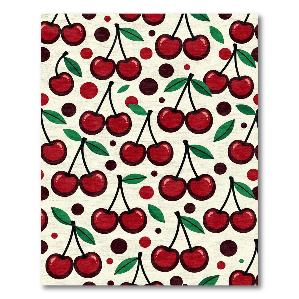 Playful Red Cherry Dot Fruit Illustration Rug