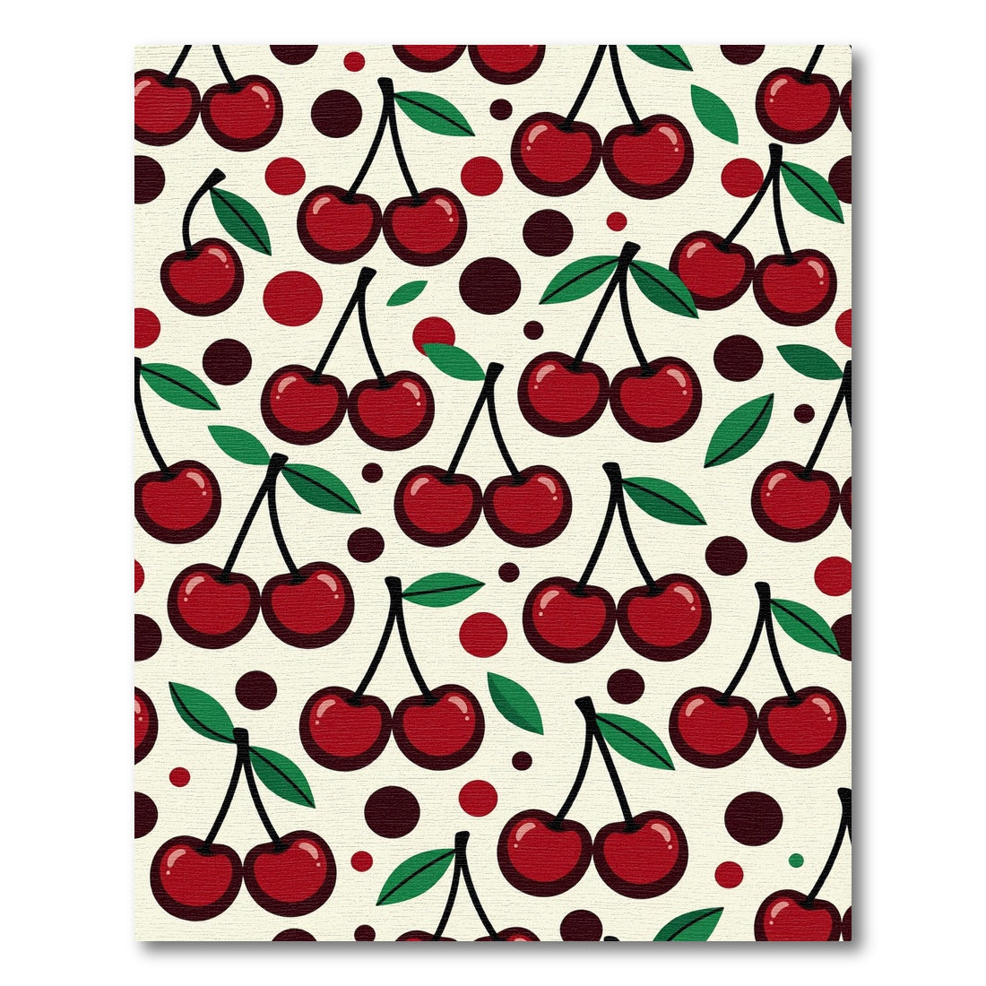 Playful Red Cherry Dot Fruit Illustration Rug