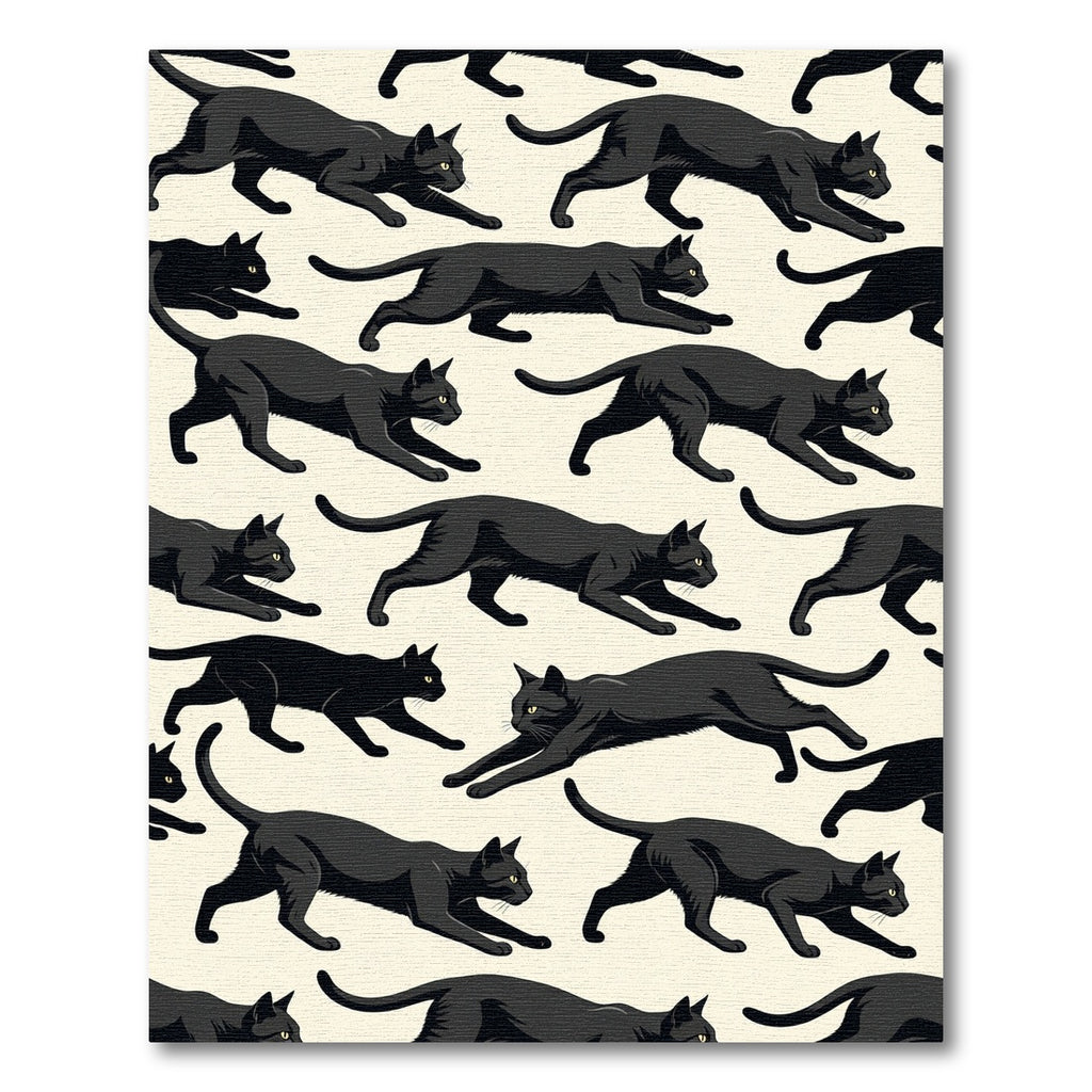 Sleek Black Cat Silhouette Wallpaper Rug