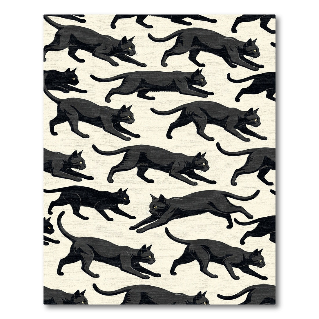 Sleek Black Cat Silhouette Wallpaper Rug