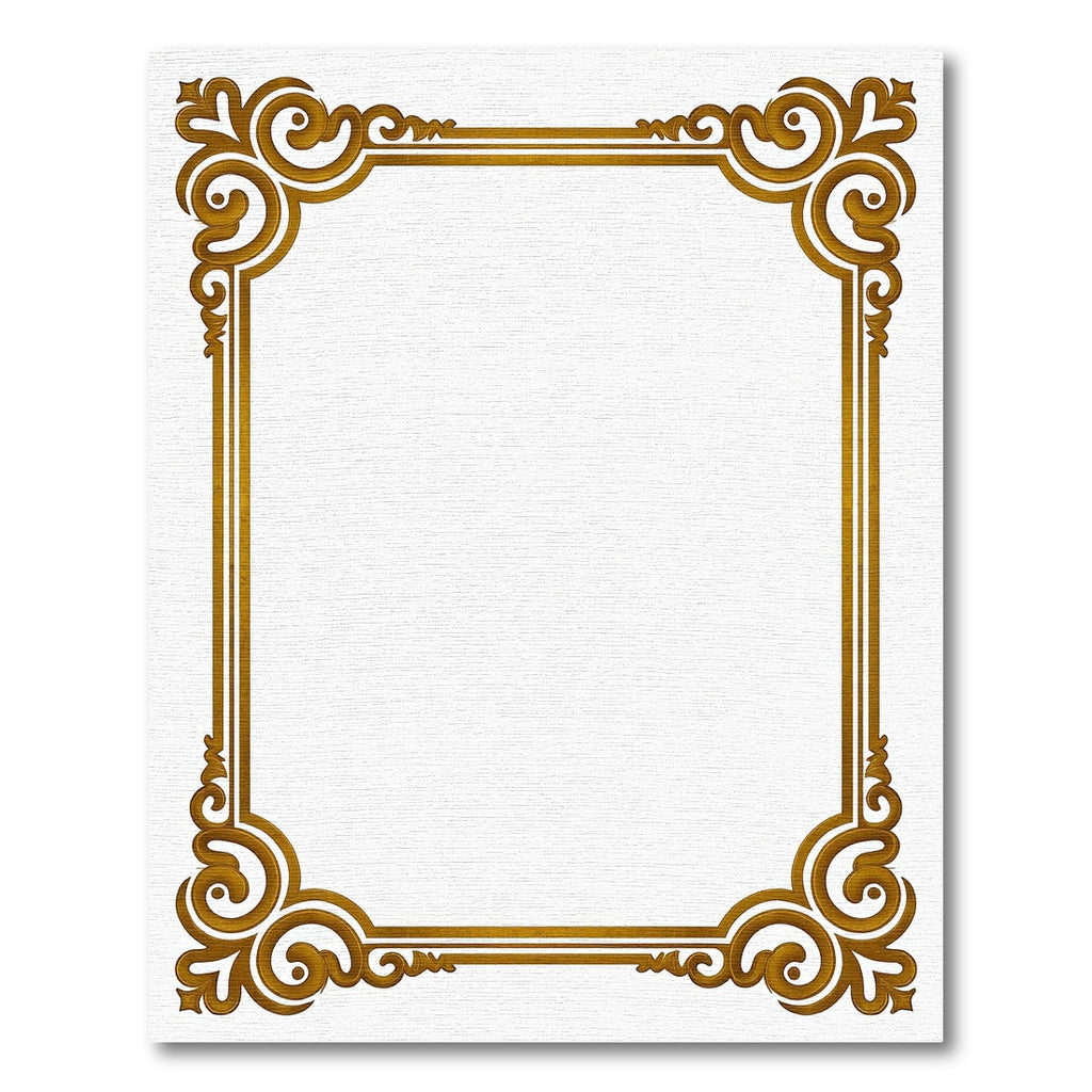 Elegant Gold Scrollwork Border Rug