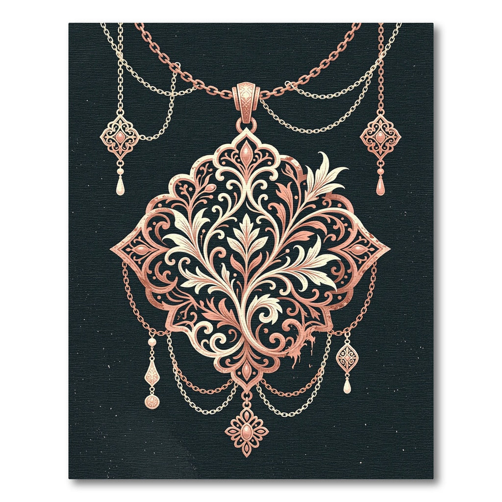 Antique Rose Gold Filigree Medallion Rug