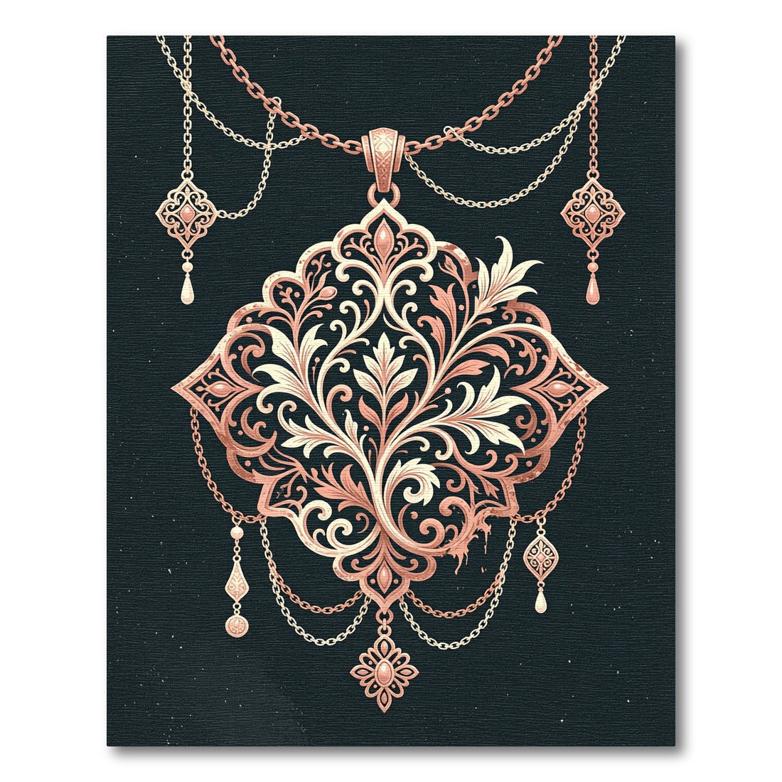 Antique Rose Gold Filigree Medallion Rug