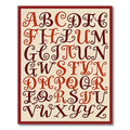 Bold Burgundy Alphabet Scroll Work Rug