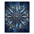 Midnight Blue Celestial Star Paisley Floral Medallion Rug