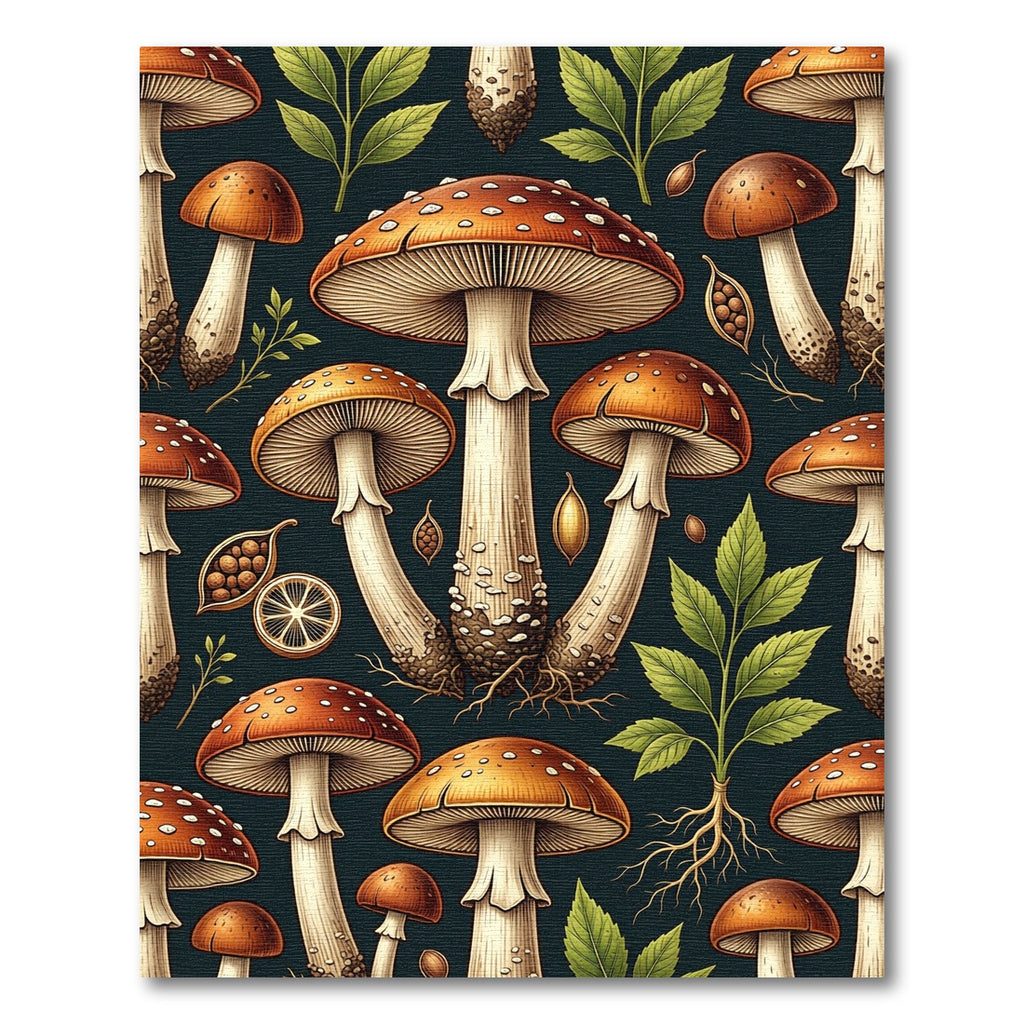 Botanical Forest Mushroom Earthy Tone Rug