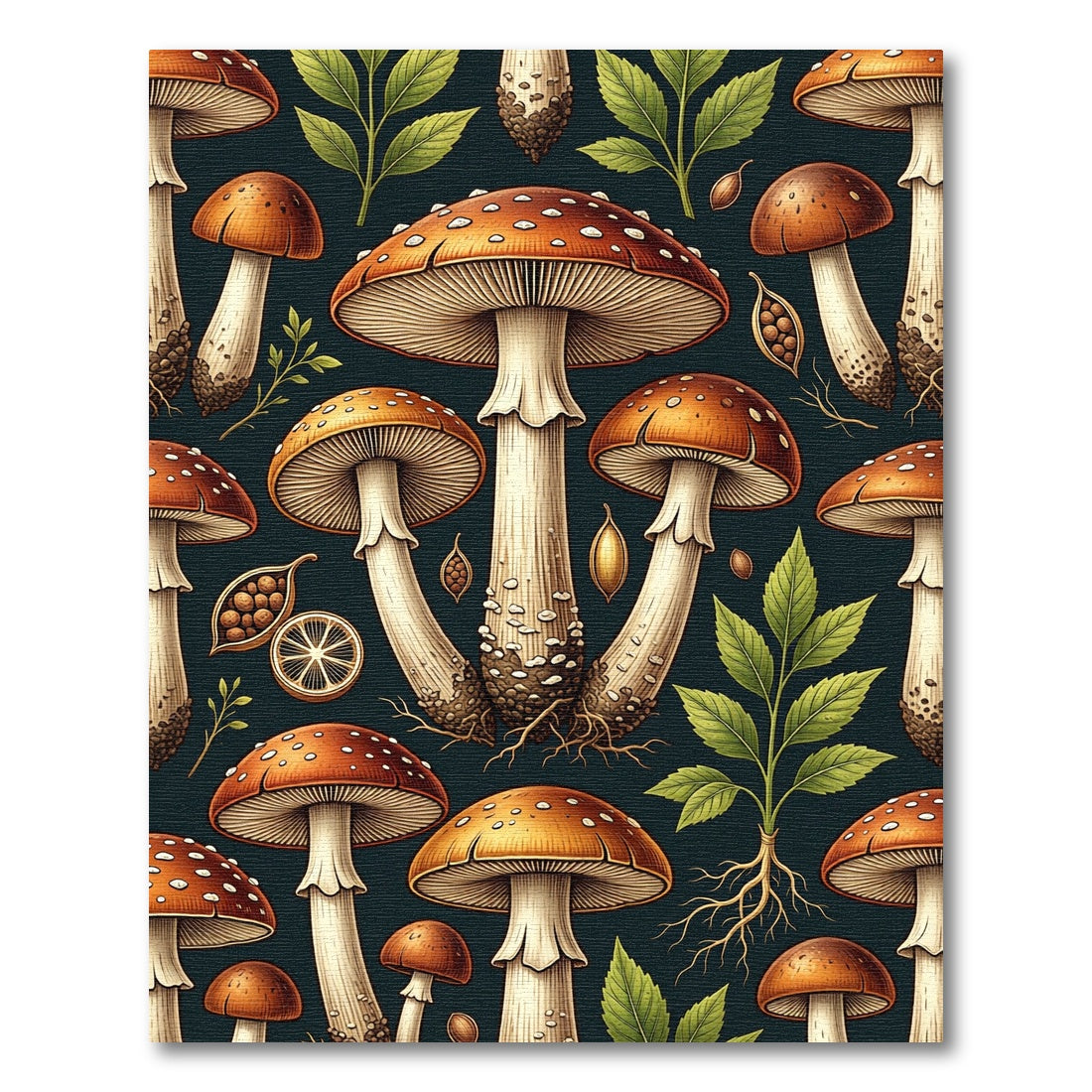 Botanical Forest Mushroom Earthy Tone Rug