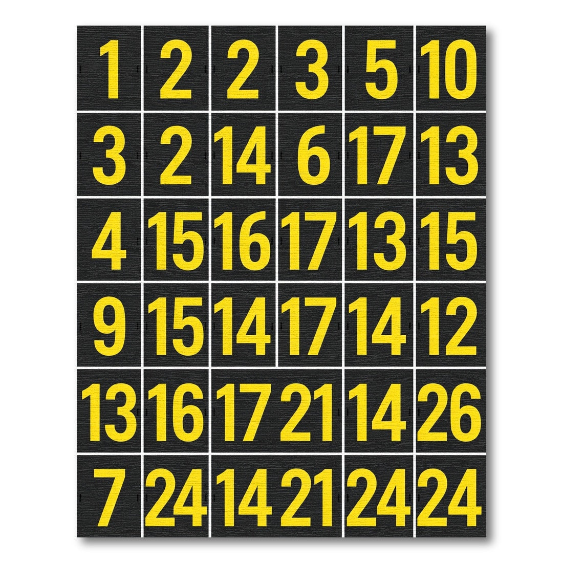 Yellow Grid Typography Number Art Rug