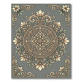 Elegant Sage Floral Baroque Medallion Rug