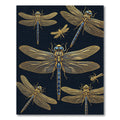 Golden Dragonfly Insects on Navy Background Rug