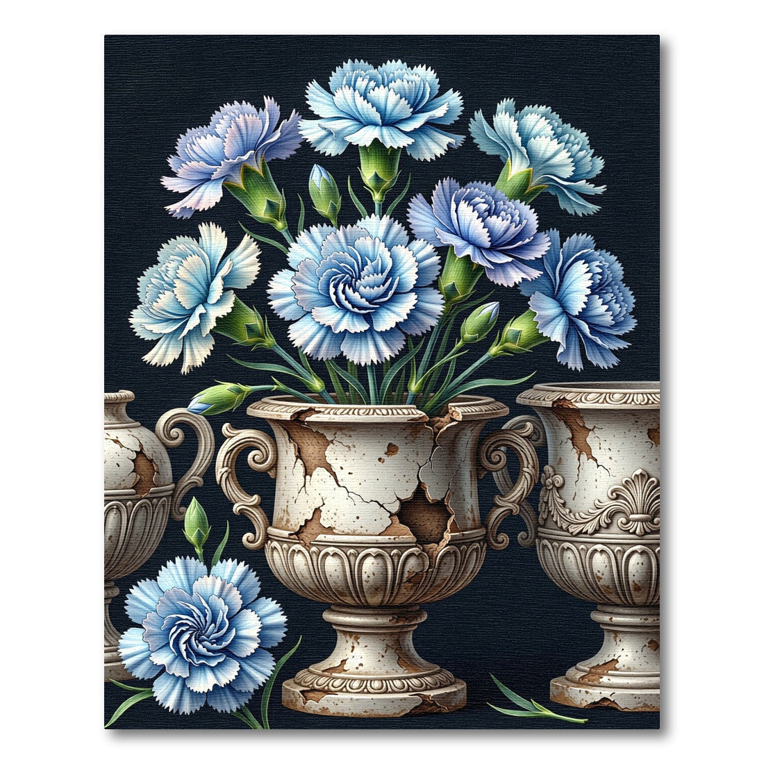 Blue Floral Arrangement Urn Accents Rug