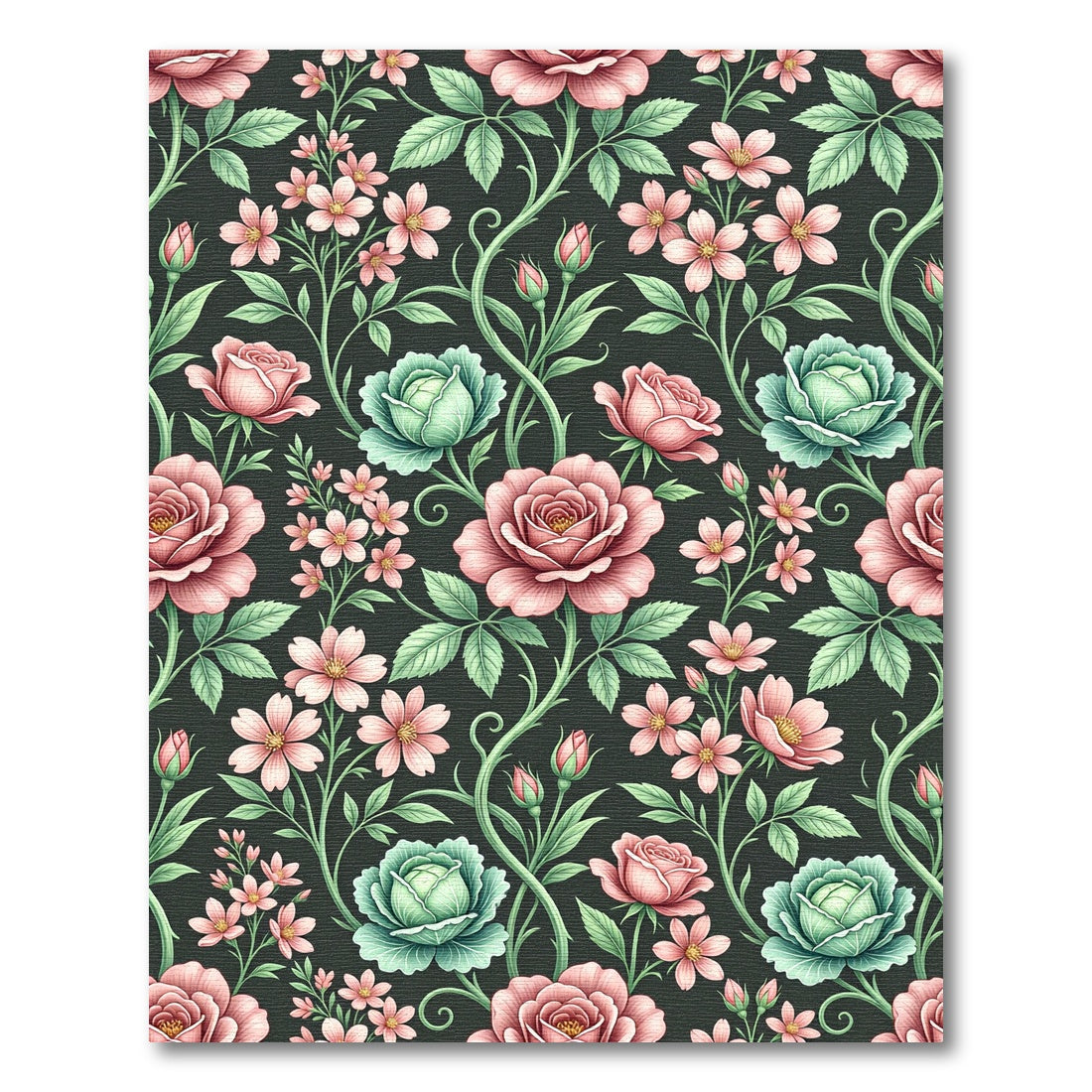 Romantic Blush Rose and Sage Botanical Rug