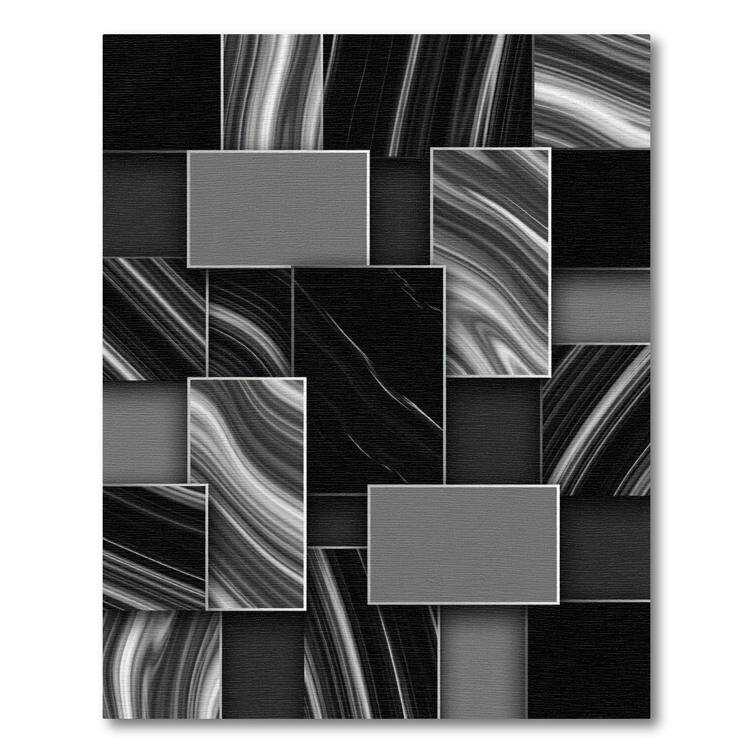 Monochrome Swirl Rectangular Collage Rug