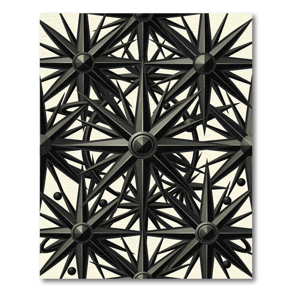 Monochrome Starburst Compass Arrangement Rug